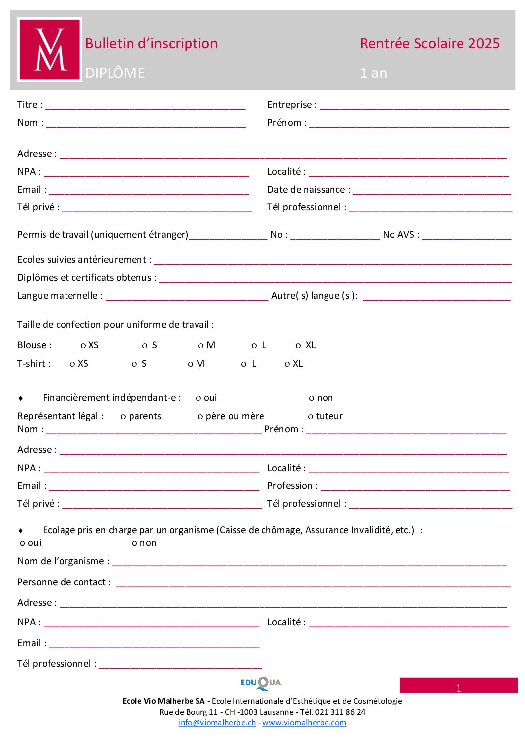 bulletin inscription DIP 2025 - Vio Malherbe